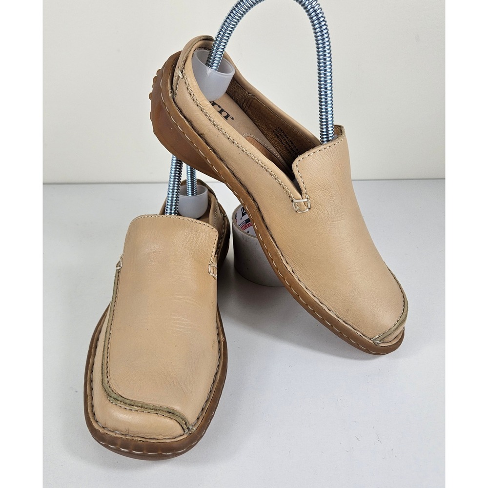 Børn Hand Crafted Womens 6 Leather Comfort Driving Mule Moc-Toe Slip-On Loafer